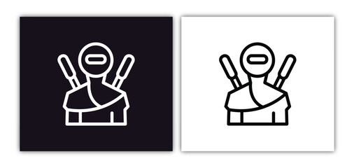 ninja icon isolated in white and black colors. ninja outline vector icon from asian collection for web, mobile apps and ui.