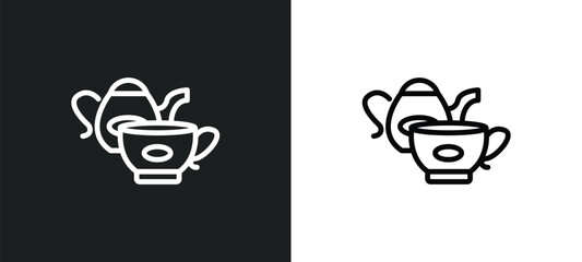 tea icon isolated in white and black colors. tea outline vector icon from bistro and restaurant collection for web, mobile apps and ui.