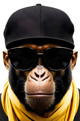 Gorilla with glasses style hip hop rap music , fashion cool monkey animal 