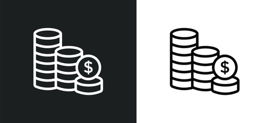 stacks of coins icon isolated in white and black colors. stacks of coins outline vector icon from business collection for web, mobile apps and ui.