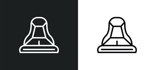 car bucket seat icon isolated in white and black colors. car bucket seat outline vector icon from car parts collection for web, mobile apps and ui.
