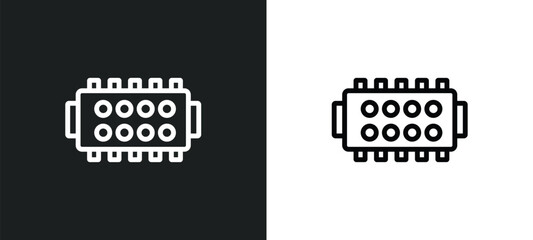 car cylinder head icon isolated in white and black colors. car cylinder head outline vector icon from car parts collection for web, mobile apps and ui.