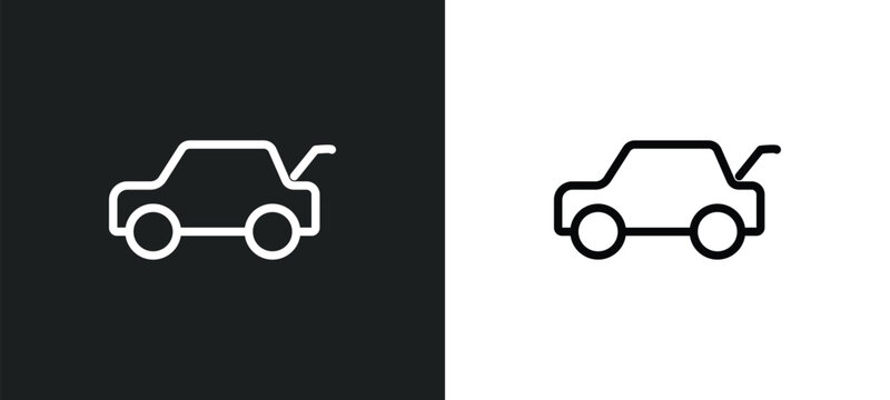 car boot icon isolated in white and black colors. car boot outline vector icon from car parts collection for web, mobile apps and ui.