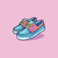 boat shoes sticker. kawaii vector illustration