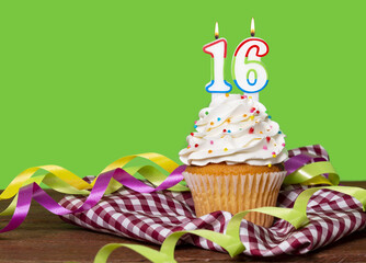 Cupcake With Number For Birthday Or Anniversary Celebration