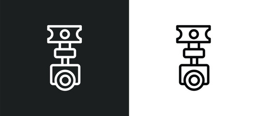 car piston icon isolated in white and black colors. car piston outline vector icon from car parts collection for web, mobile apps and ui.