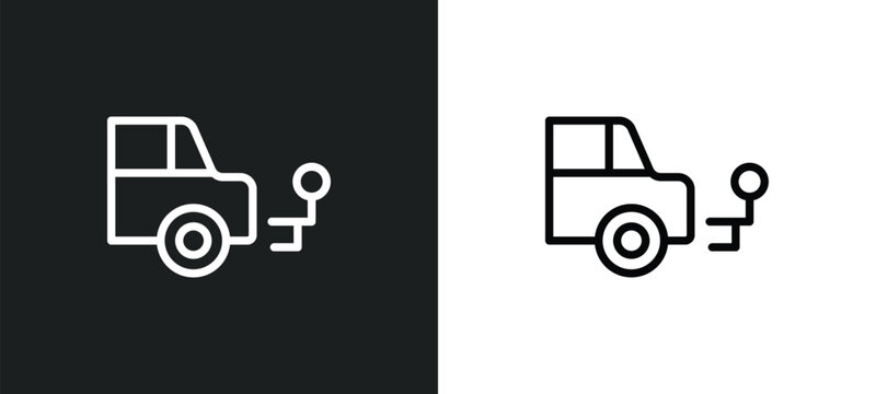 car towbar icon isolated in white and black colors. car towbar outline vector icon from car parts collection for web, mobile apps and ui.
