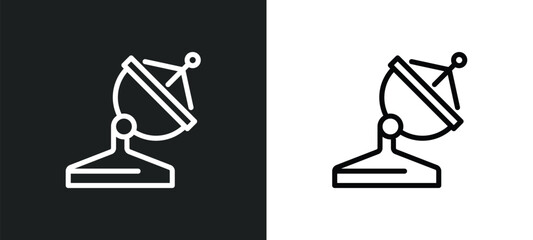 satellite dish icon isolated in white and black colors. satellite dish outline vector icon from communication collection for web, mobile apps and ui. - obrazy, fototapety, plakaty