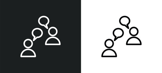 talk icon isolated in white and black colors. talk outline vector icon from communications collection for web, mobile apps and ui.