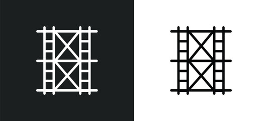 scaffolding icon isolated in white and black colors. scaffolding outline vector icon from construction and tools collection for web, mobile apps and ui.