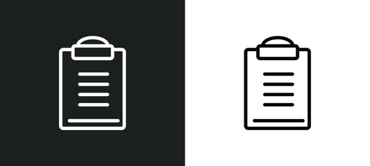 written clipboard icon isolated in white and black colors. written clipboard outline vector icon from education collection for web, mobile apps and ui.