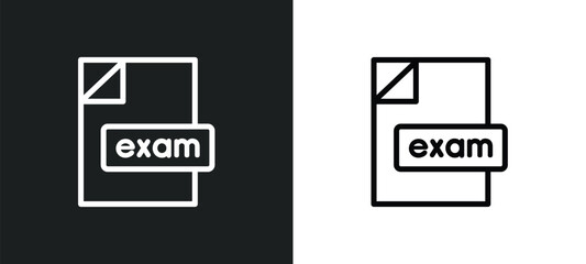 exams icon isolated in white and black colors. exams outline vector icon from education collection for web, mobile apps and ui.