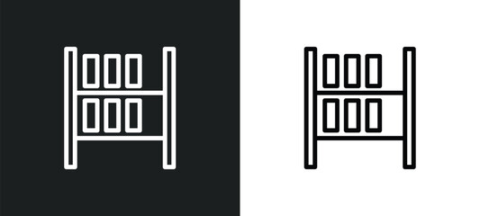 bookshelf with books icon isolated in white and black colors. bookshelf with books outline vector icon from education collection for web, mobile apps and ui.