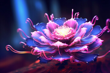 an_image_with_a_pink_flower_in_the_style_of_luminous_3d