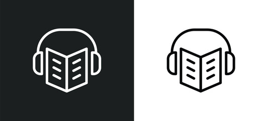 audiobook icon isolated in white and black colors. audiobook outline vector icon from education collection for web, mobile apps and ui.