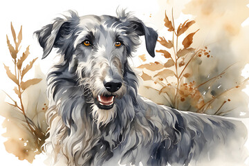Fototapeta premium Watercolor Painting Dog Portrait, Generative AI illustration