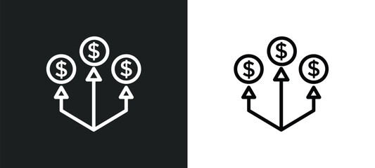 diversify icon isolated in white and black colors. diversify outline vector icon from marketing collection for web, mobile apps and ui.
