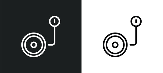 wheel meter icon isolated in white and black colors. wheel meter outline vector icon from measurement collection for web, mobile apps and ui.