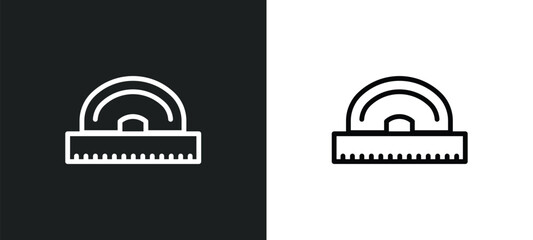 small angle ruler icon isolated in white and black colors. small angle ruler outline vector icon from measurement collection for web, mobile apps and ui.