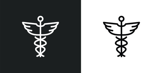 caduceus icon isolated in white and black colors. caduceus outline vector icon from medical collection for web, mobile apps and ui.