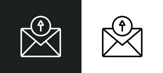 outbox icon isolated in white and black colors. outbox outline vector icon from message collection for web, mobile apps and ui.