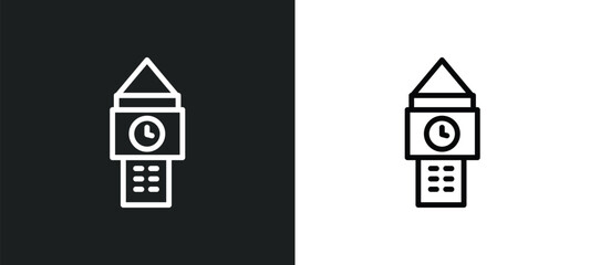 the clock tower icon isolated in white and black colors. the clock tower outline vector icon from monuments collection for web, mobile apps and ui.