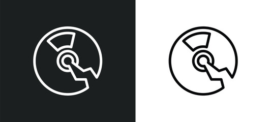 broken disc icon isolated in white and black colors. broken disc outline vector icon from multimedia collection for web, mobile apps and ui.