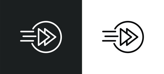 fast icon isolated in white and black colors. fast outline vector icon from multimedia collection for web, mobile apps and ui. - obrazy, fototapety, plakaty