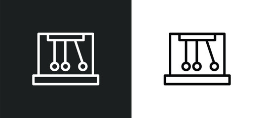 newtons cradle icon isolated in white and black colors. newtons cradle outline vector icon from museum collection for web, mobile apps and ui.