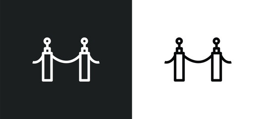 museum fencing icon isolated in white and black colors. museum fencing outline vector icon from museum collection for web, mobile apps and ui.