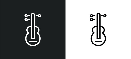 three strings guitar icon isolated in white and black colors. three strings guitar outline vector icon from music collection for web, mobile apps and ui.