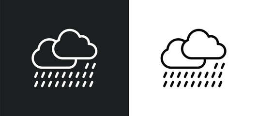 rainy cloud icon isolated in white and black colors. rainy cloud outline vector icon from nautical collection for web, mobile apps and ui.