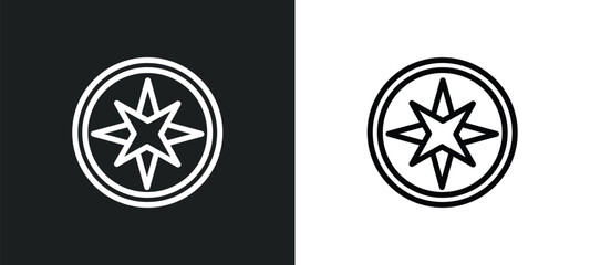 azimuth compass icon isolated in white and black colors. azimuth compass outline vector icon from nautical collection for web, mobile apps and ui.