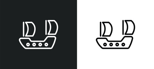 caravel icon isolated in white and black colors. caravel outline vector icon from nautical collection for web, mobile apps and ui.