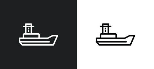 scow icon isolated in white and black colors. scow outline vector icon from nautical collection for web, mobile apps and ui.