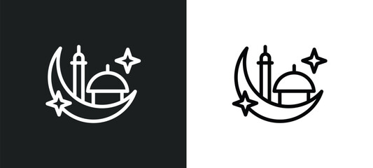 mosque moon and star icon isolated in white and black colors. mosque moon and star outline vector icon from other collection for web, mobile apps ui.