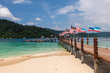 Jetty of Sapi island, an island of Tunku Abdul Rahman National Park in Sabah, Malaysia
