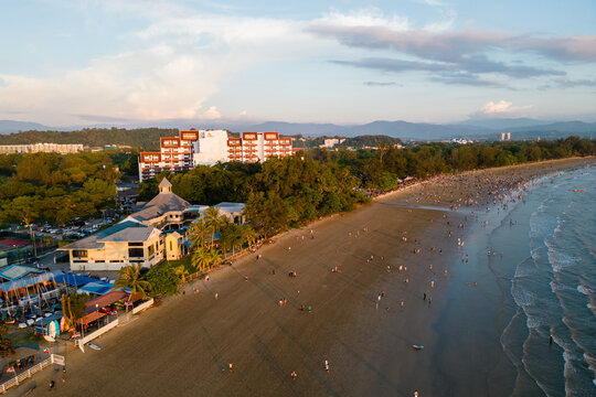 Aerial View at Tanjung Aru Beach in Kota Kinabalu, Sabah, Malaysia
