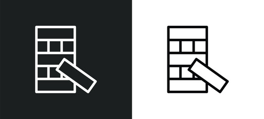 jenga icon isolated in white and black colors. jenga outline vector icon from party collection for web, mobile apps and ui.
