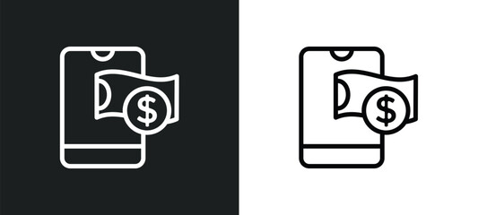 mobile money icon isolated in white and black colors. mobile money outline vector icon from payment collection for web, mobile apps and ui.
