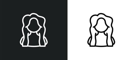 female with long hair icon isolated in white and black colors. female with long hair outline vector icon from people collection for web, mobile apps and ui.