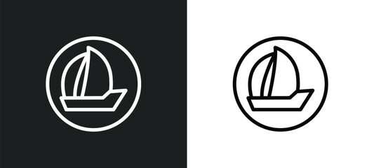 Obraz premium round sailboat icon isolated in white and black colors. round sailboat outline vector icon from people skills collection for web, mobile apps and ui.
