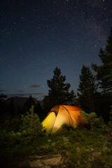 camping in the night