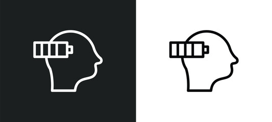 mind charge icon isolated in white and black colors. mind charge outline vector icon from productivity collection for web, mobile apps and ui.