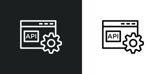 api icon isolated in white and black colors. api outline vector icon from programming collection for web, mobile apps and ui.