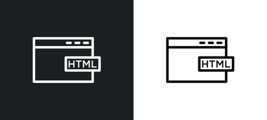 html icon isolated in white and black colors. html outline vector icon from programming collection for web, mobile apps and ui.