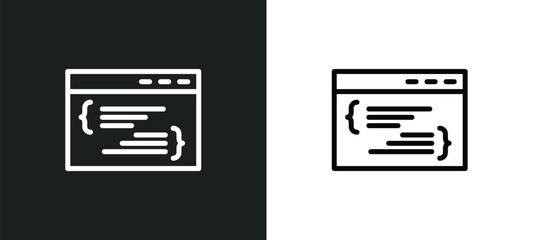 code listing icon isolated in white and black colors. code listing outline vector icon from programming collection for web, mobile apps and ui.