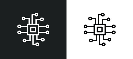 microchip icon isolated in white and black colors. microchip outline vector icon from programming collection for web, mobile apps and ui.