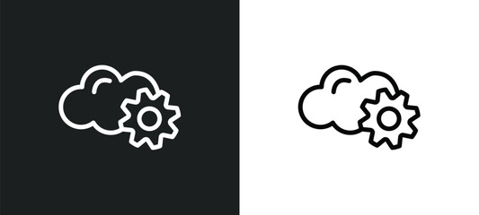 seo cloud icon isolated in white and black colors. seo cloud outline vector icon from programming collection for web, mobile apps and ui.