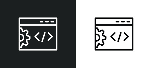 seo configuration icon isolated in white and black colors. seo configuration outline vector icon from programming collection for web, mobile apps and ui.